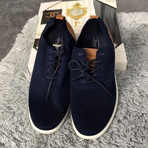 NWT G H Bass & Co Navy Knit Mesh Woven Sneakers Shoes Tan Brown Oxford Men’s 13